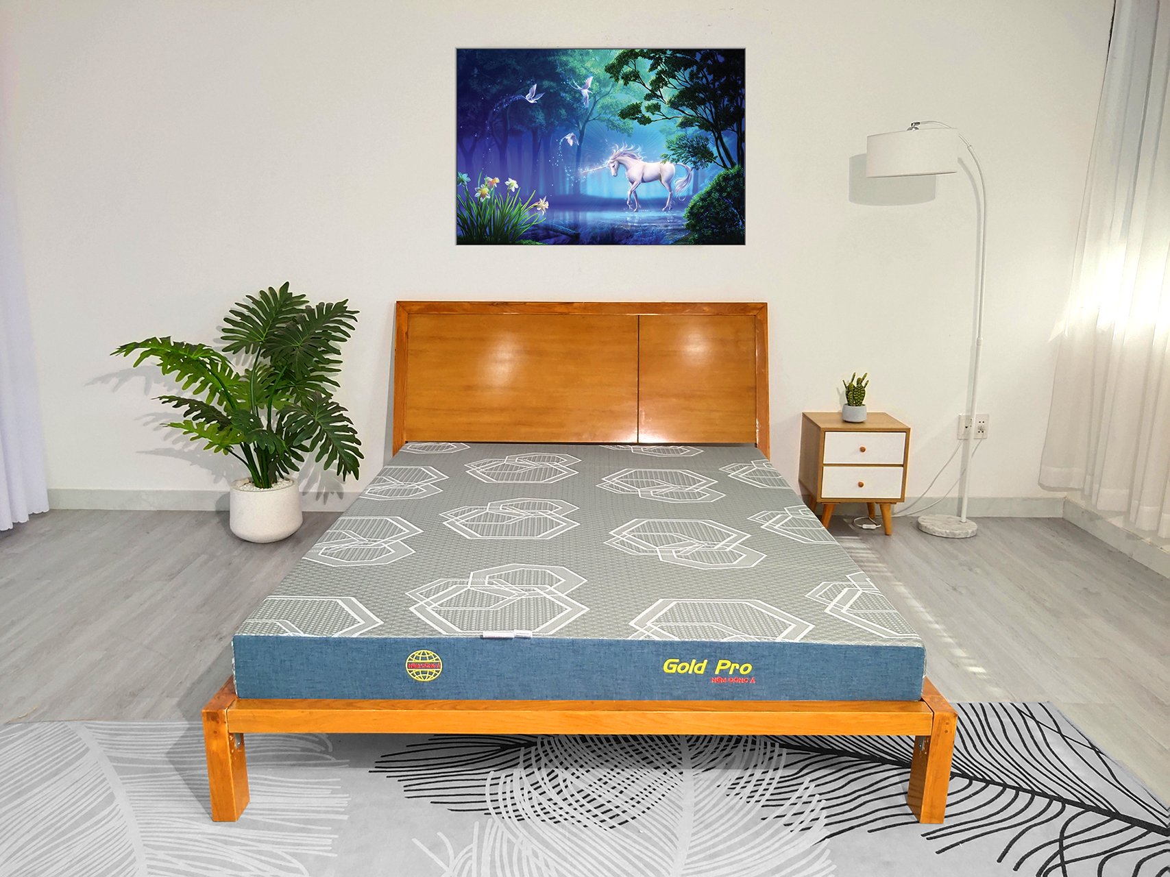 Nệm đông Á gold pro áo gấm xám