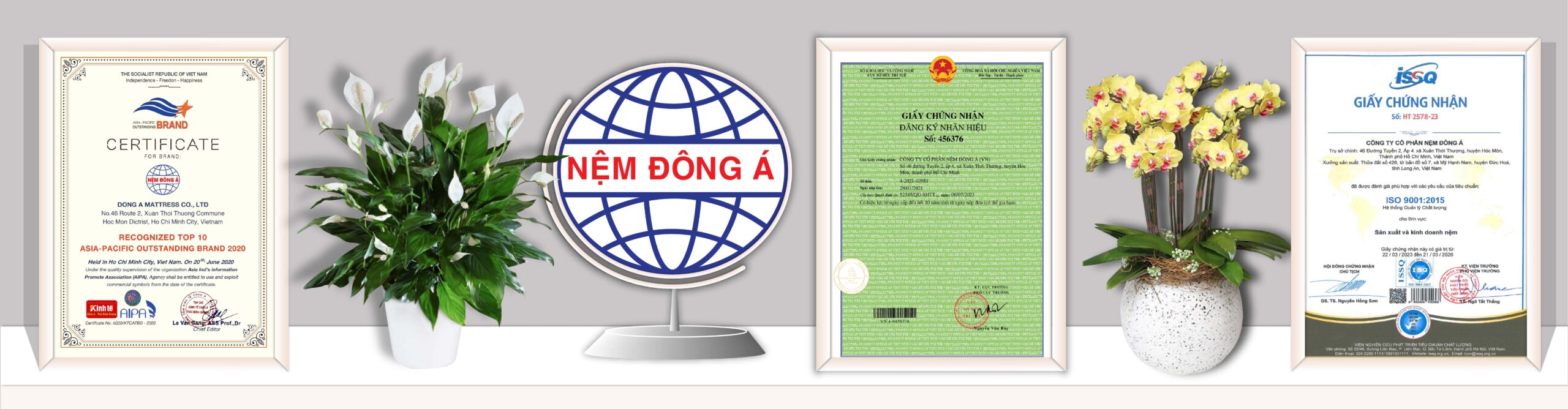 Nệm đông á có đầy đủ chứng chỉ chứng nhận chất lượng