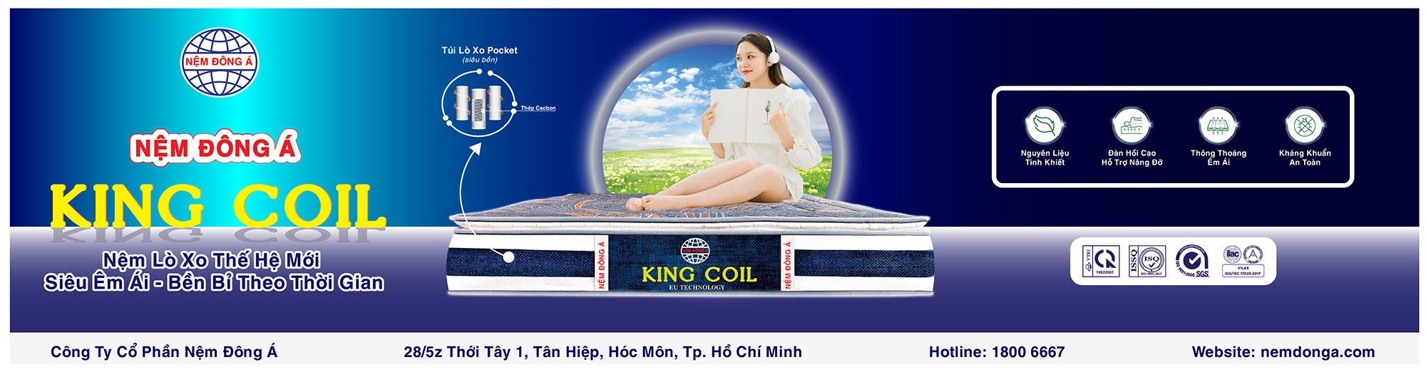 nệm lò xo đông á king coil