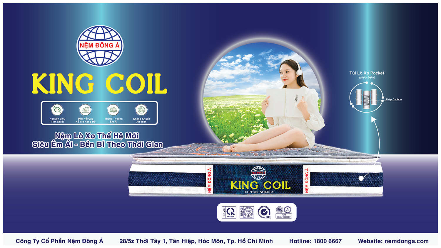 nệm lò xo đông á king coil