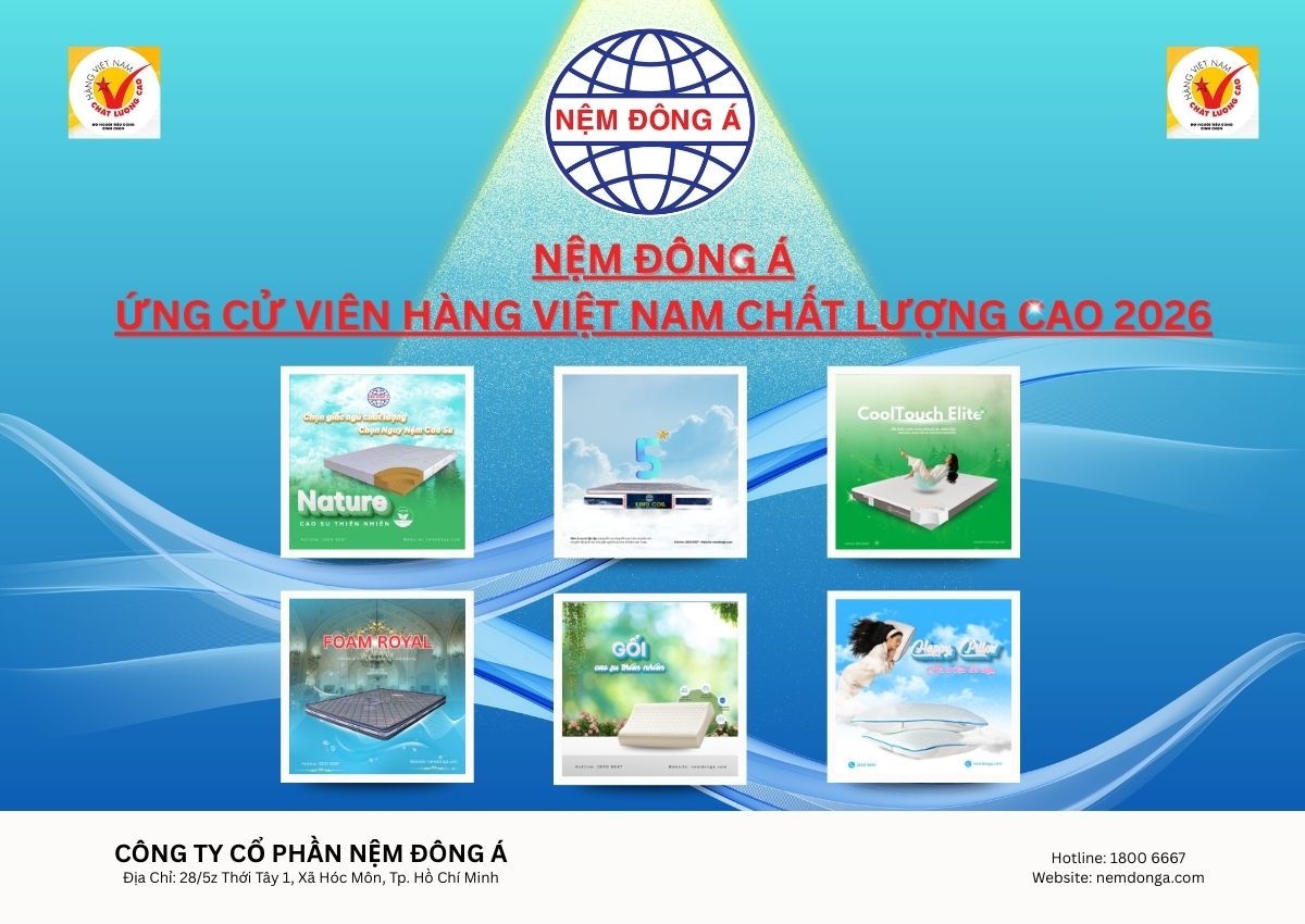 Nệm Đông Á – Ứng cử viên Hàng Việt Nam Chất lượng cao 2026 (1200 x 850 px)