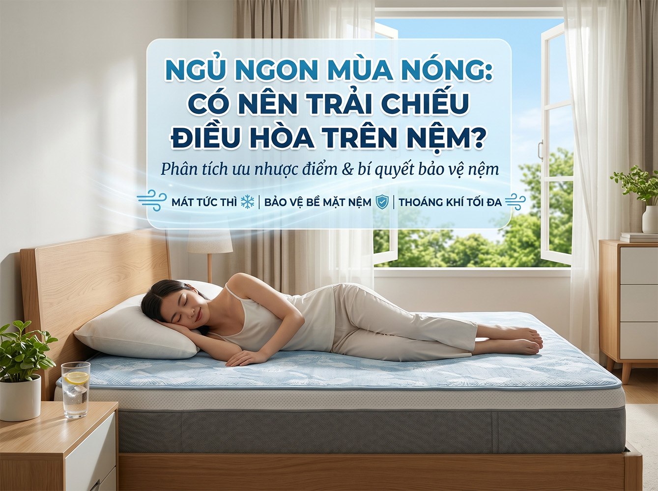 nằm chiếu điều hòa trên nệm