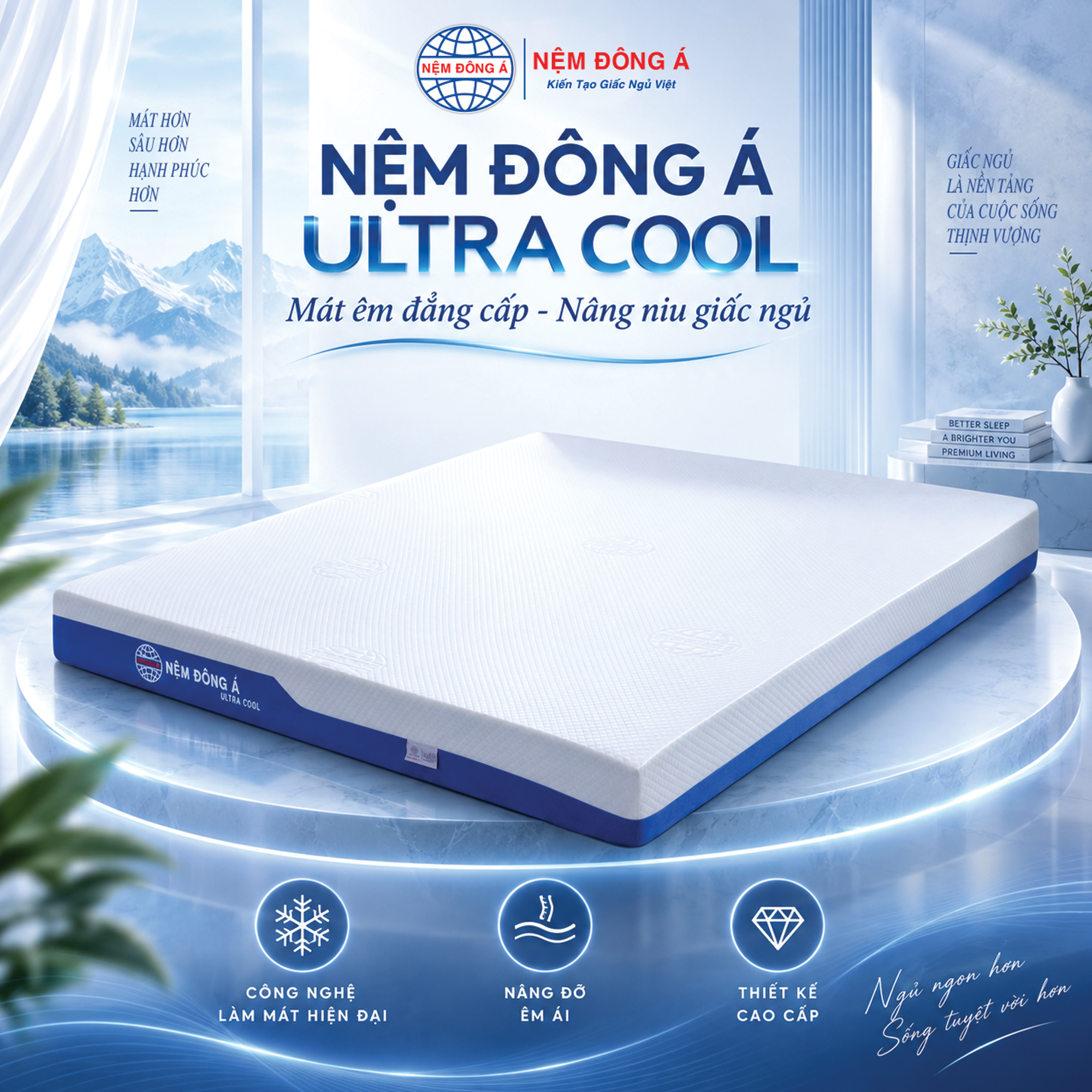 Nệm Đông Á Ultra Cool – Nệm Foam Êm Mát, Nâng Đỡ Tốt